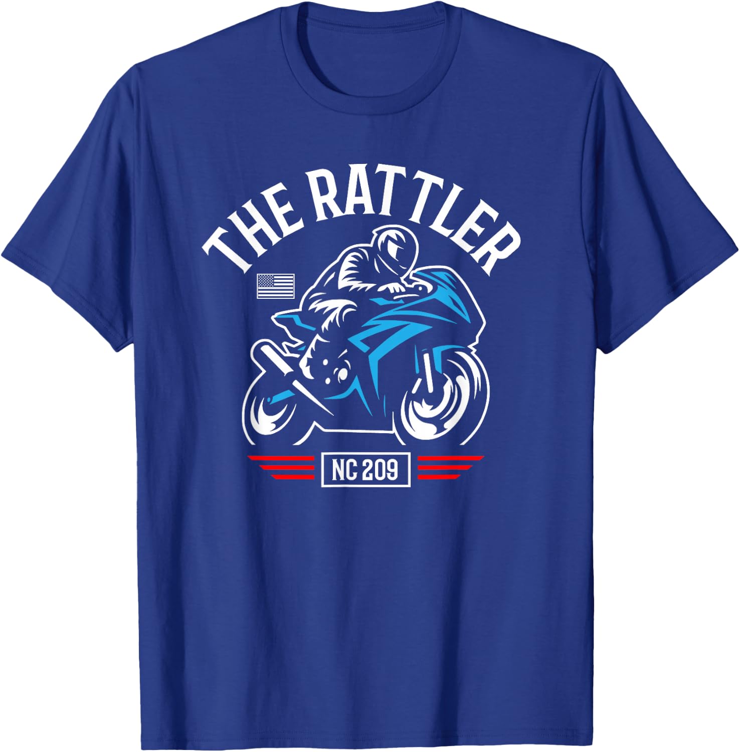 The Rattler NC 209 USA Motorcycle Design T-Shirt - T-Shirt | Royal