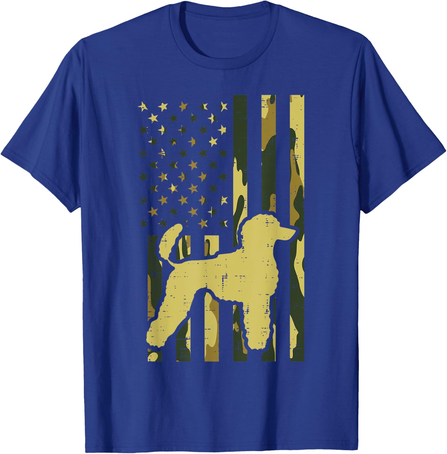 Camo US Flag Poodle Vintage Patriotic Dog Lover Owner Gift Women Kids Men T-Shirt - T-Shirt | Royal