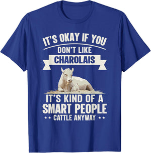 Smart People Cattle Farmer - Cow Breed Charolais T-Shirt - T-Shirt | Royal