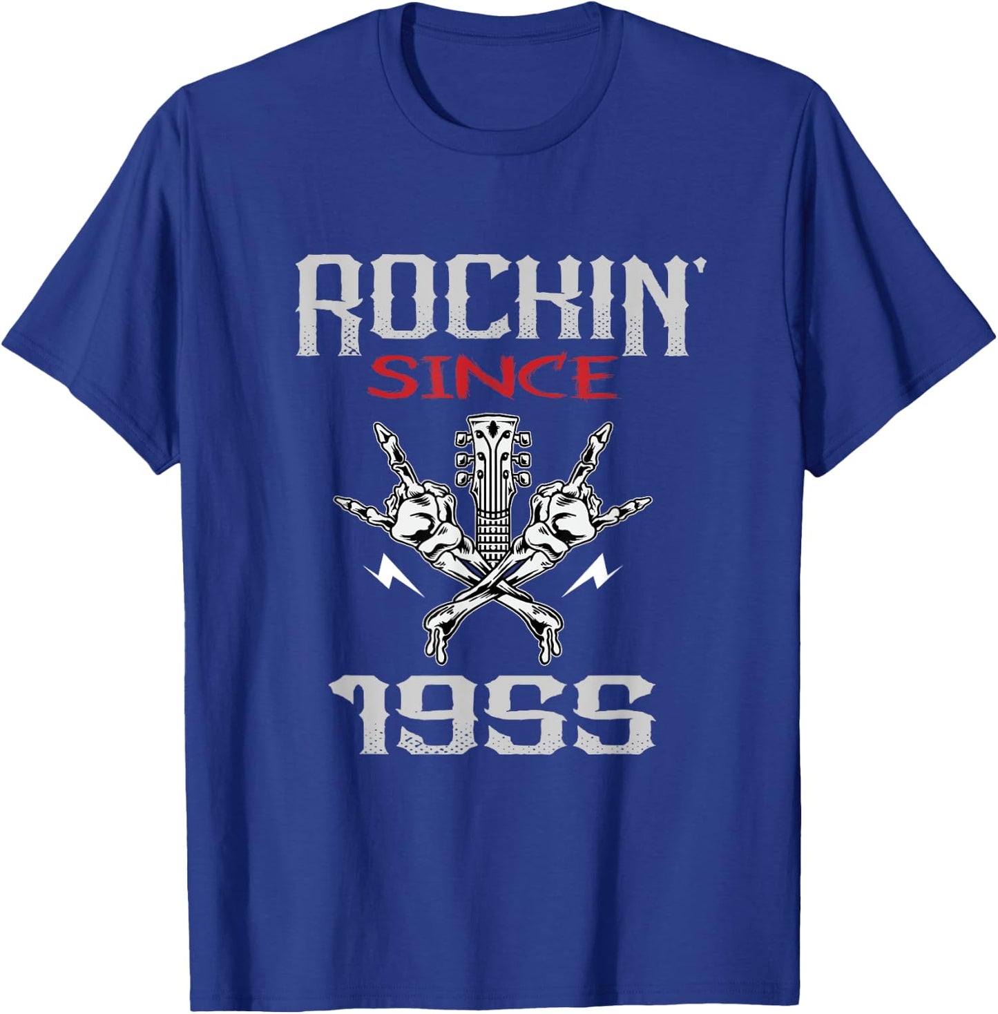 Rockin Since 1955 Classic Rock Guitar Year Of Birth Birthday T-Shirt - T-Shirt | Royal