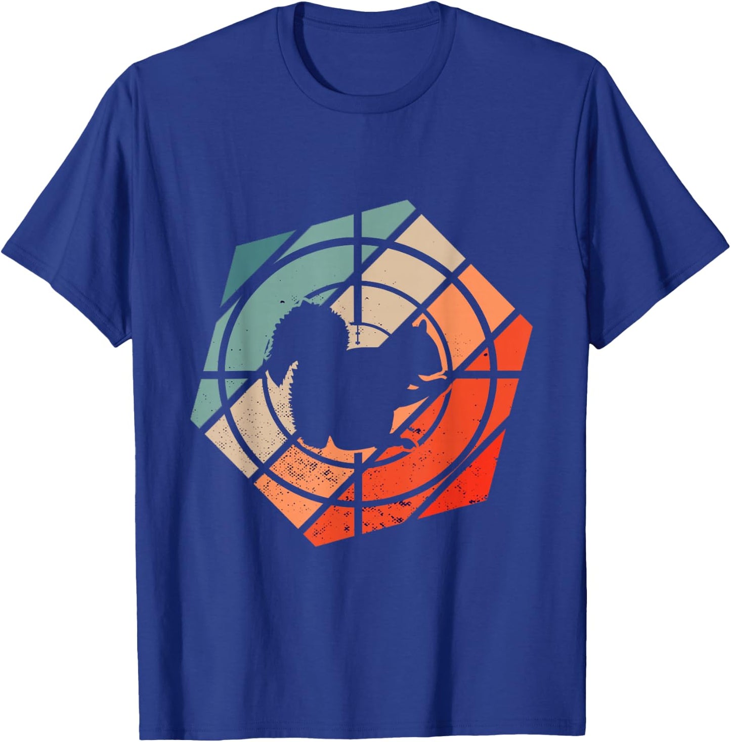 Target Scope Hexa Squirrel Hunter Retro Squirrel Hunting T-Shirt - T-Shirt | Royal