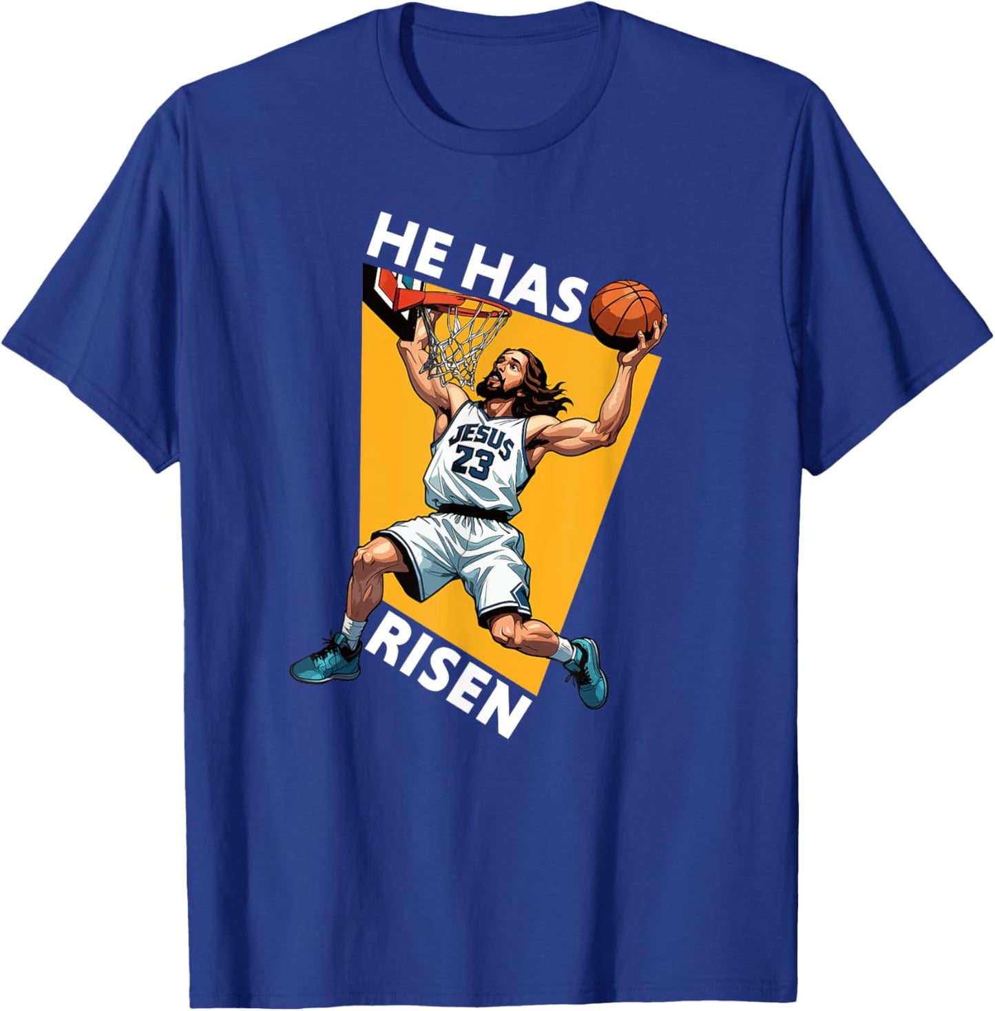 He Has Risen Funny Jesus Basketball Player Christian Humor T-Shirt - T-Shirt | Royal