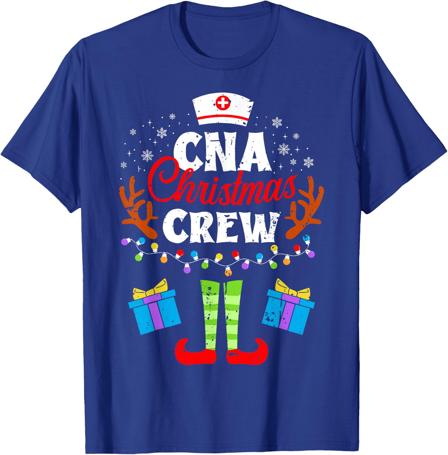 CNA Christmas Nurse Crew Nursing Women Men Pajama Xmas T-Shirt - T-Shirt | Royal