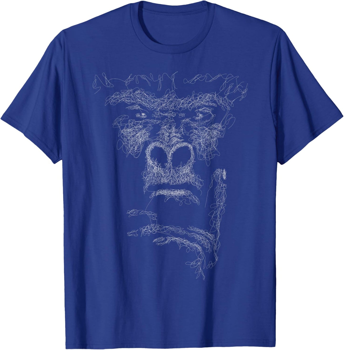 gorilla face thinking scribble art head for lover Silverback T-Shirt - T-Shirt | Royal