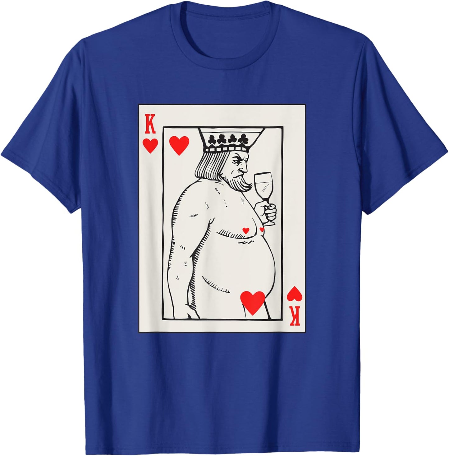 Jeu de cartes en forme de cœur Roi avec vin T-Shirt - T-Shirt | Royal