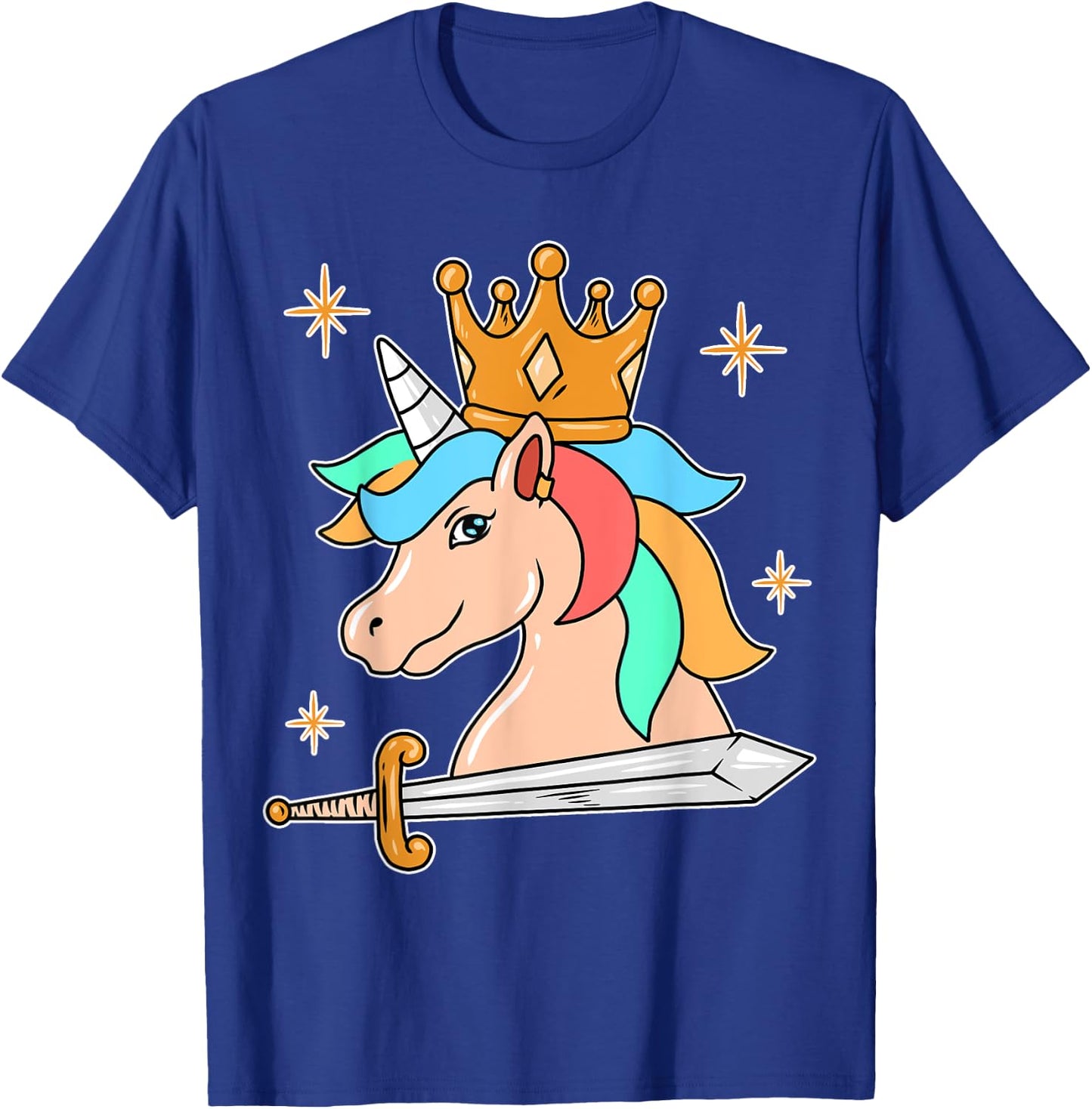 Sword Cute Unicorn T-Shirt - T-Shirt | Royal