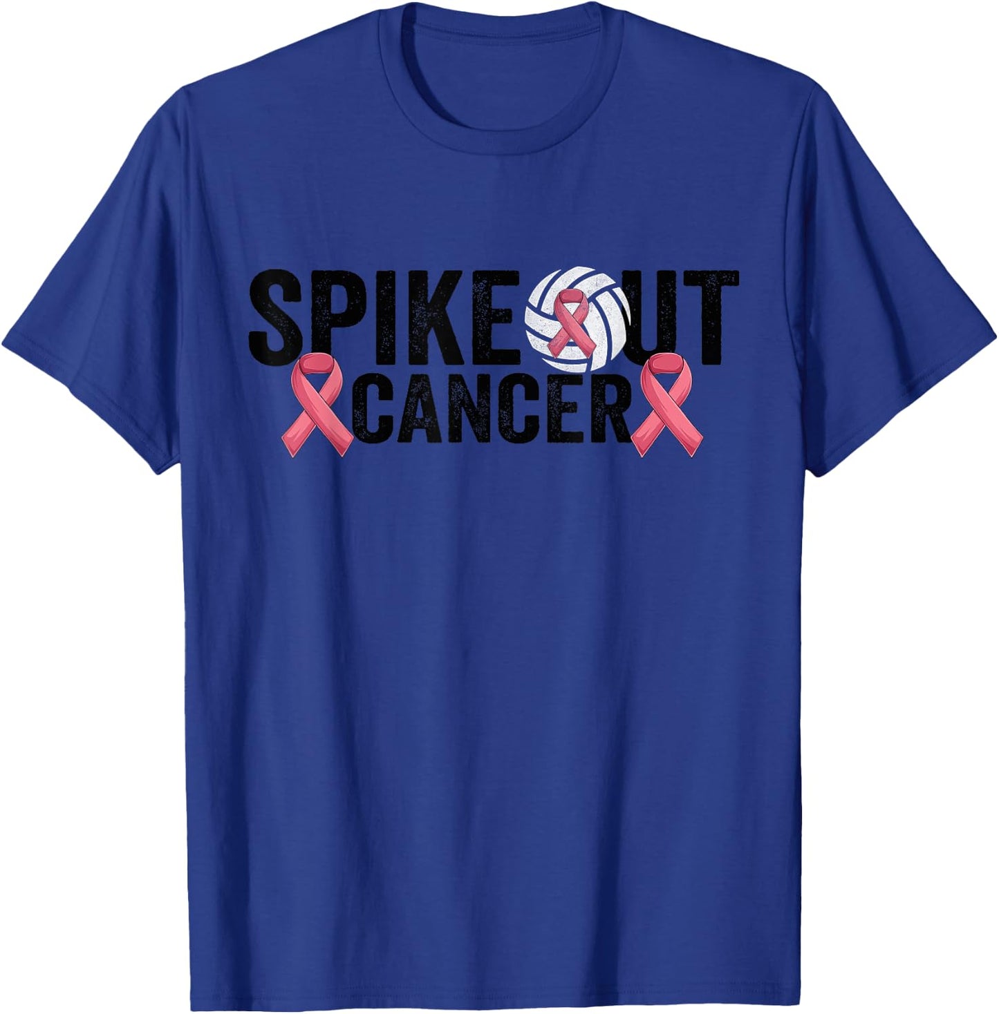 Spike Out Cancer Volleyball Breast Cancer Awareness T-Shirt - T-Shirt | Royal
