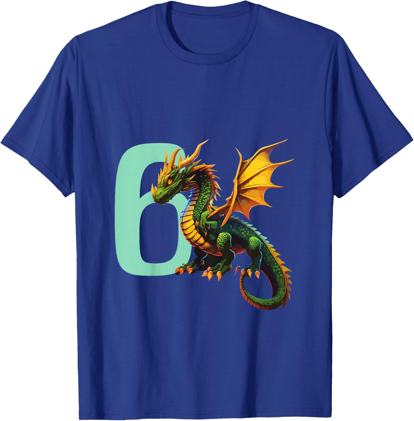 Kinder Geburtstag Drache 6 Jahre Junge Drachen Zahl Alter T-Shirt - T-Shirt | Royal