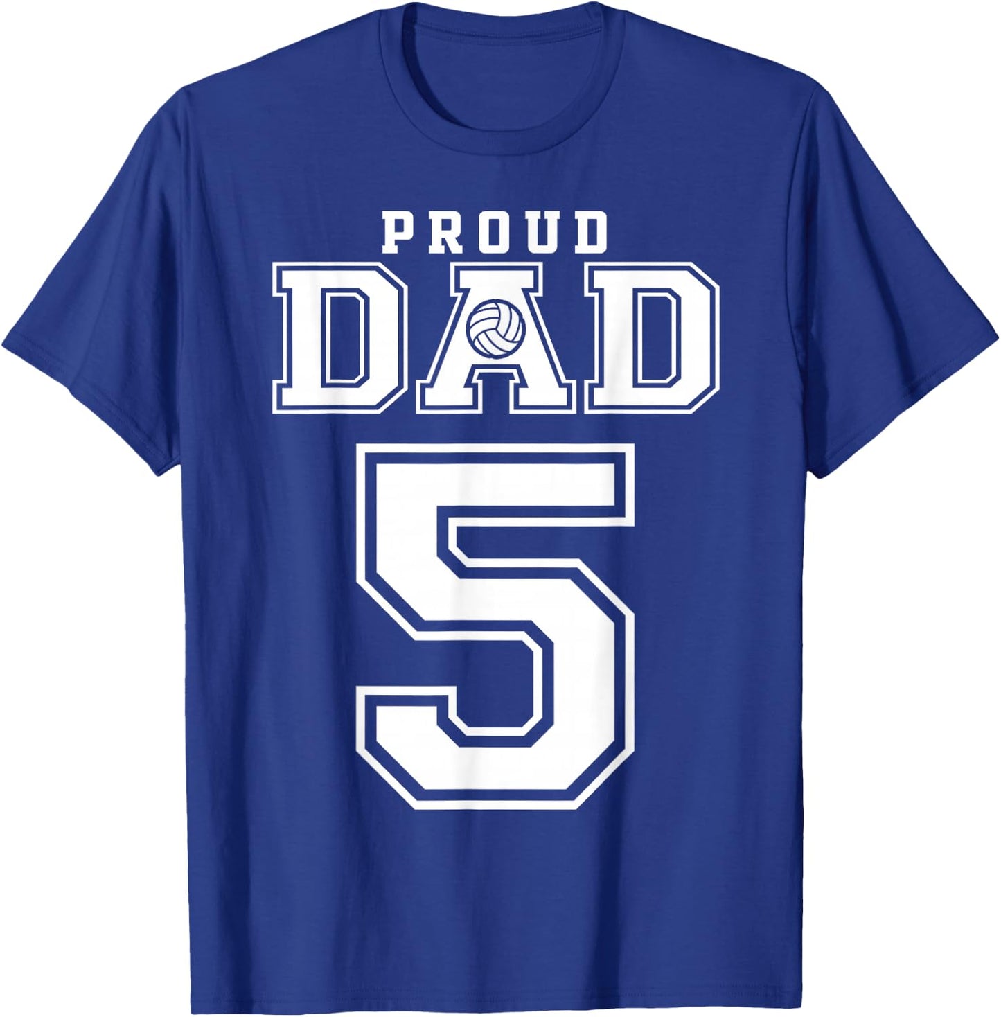 Custom Proud Volleyball Dad Number 5 Personalized T-Shirt - T-Shirt | Royal