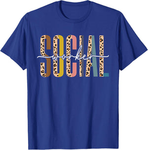 Social Worker Leopard Funny Social Work Life Girls T-Shirt - T-Shirt | Royal
