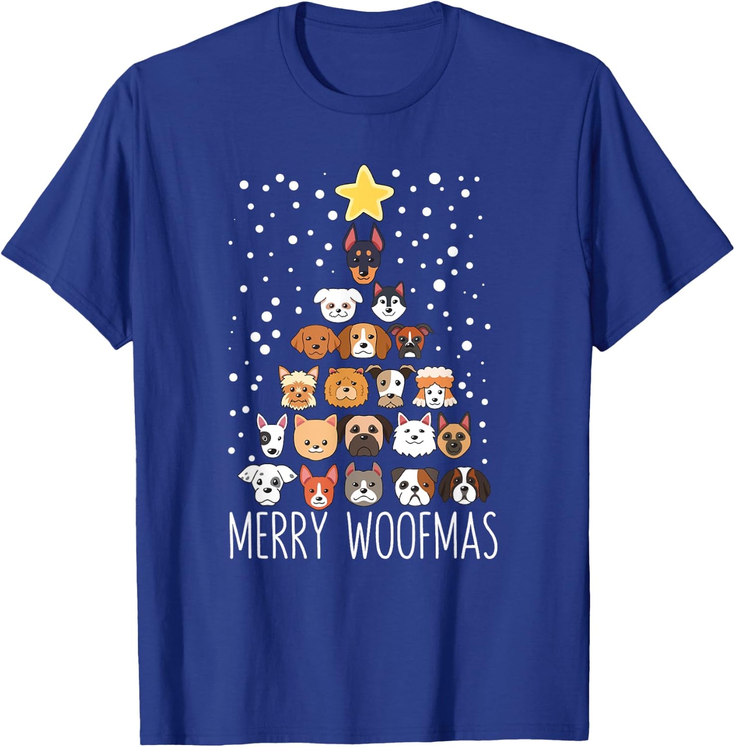 Woof Christmas Tree Dog Lovers Puppies Dogs Merry Woofmas Women Kids T-Shirt - T-Shirt | Royal