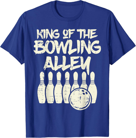 King Of The Bowling Alley Bowler Dad Men Boys Kid Teen Youth T-Shirt - T-Shirt | Royal