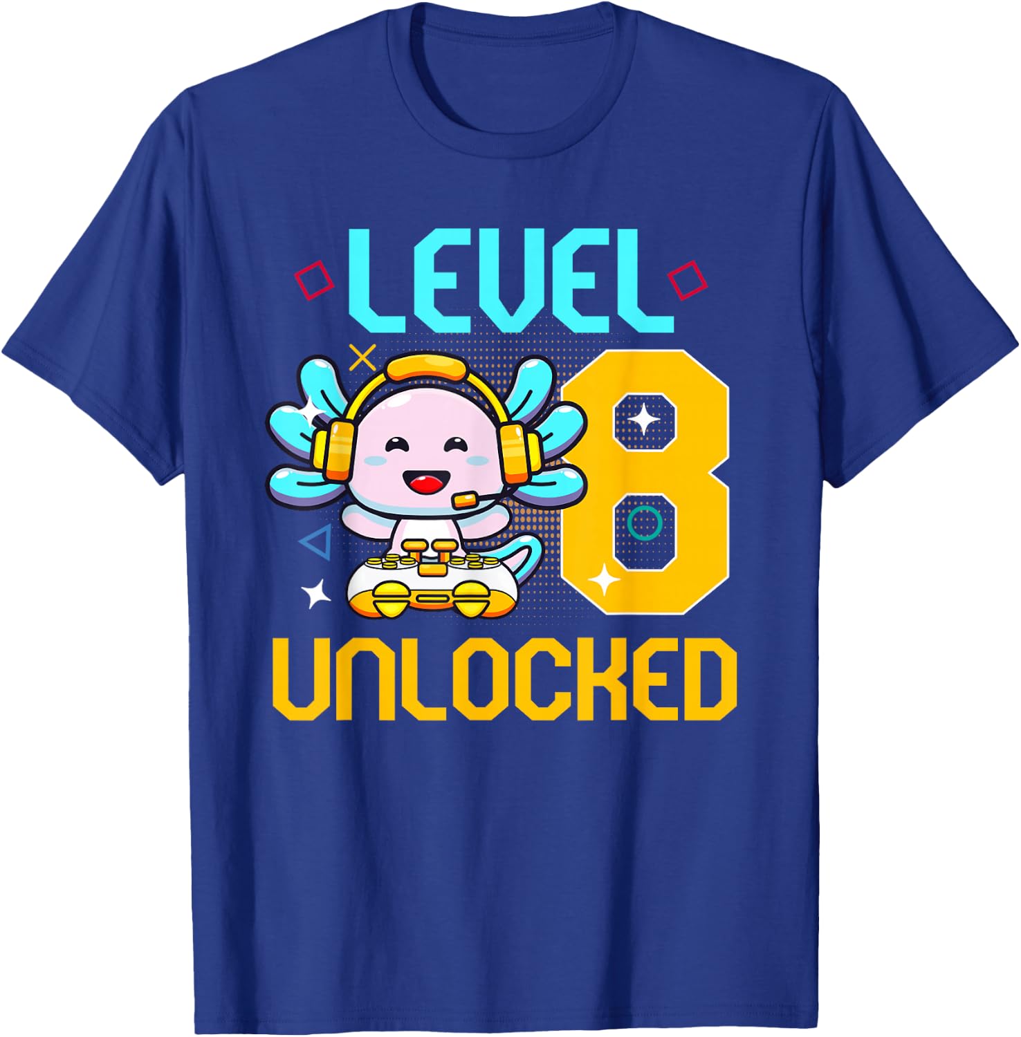 8th Axolotl Birthday Party 8 Year Old Axolotls Birthday T-Shirt - T-Shirt | Royal