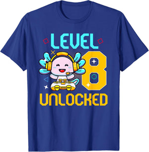 8th Axolotl Birthday Party 8 Year Old Axolotls Birthday T-Shirt - T-Shirt | Royal