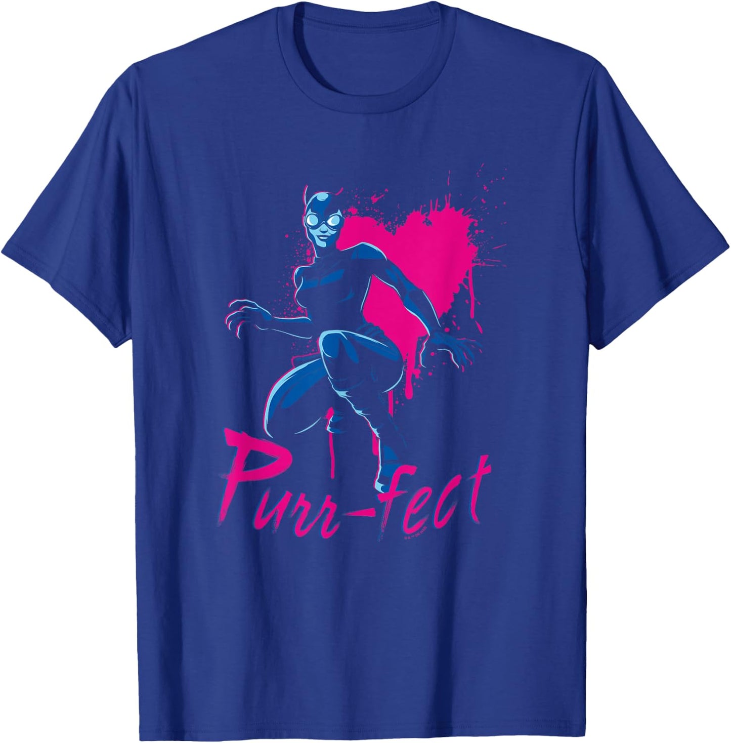 DC Comics Valentine's Day Catwoman Purr-FECT Heart Splatter T-Shirt - T-Shirt | Royal