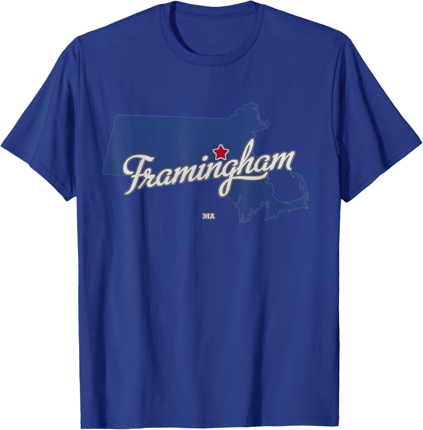 Framingham Massachusetts MA Map T-Shirt - T-Shirt | Royal