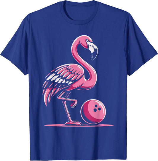 Flamingo Bowling Player Bowler T-Shirt - T-Shirt | Royal