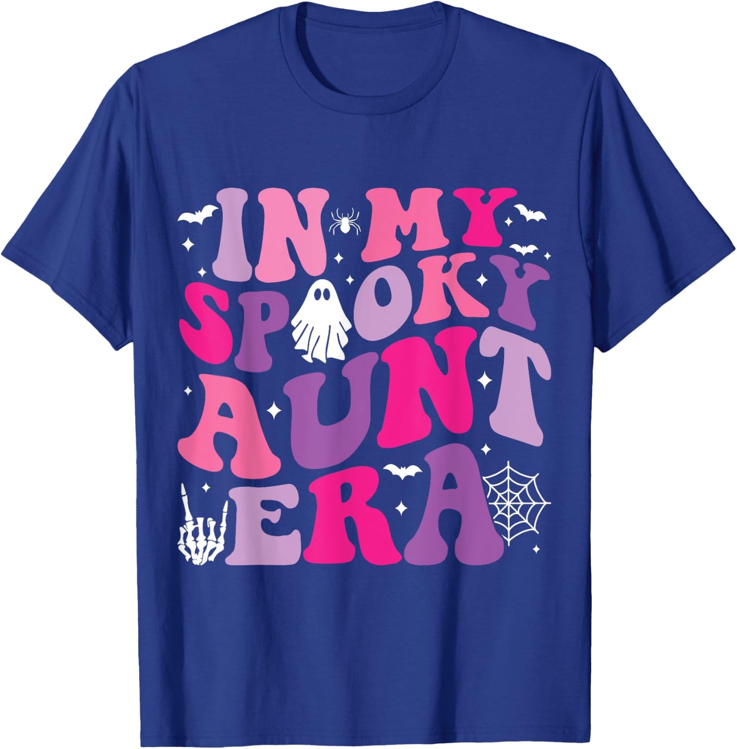 Groovy In My Spooky Aunt Era Hippie Halloween Auntie Ghost T-Shirt - T-Shirt | Royal