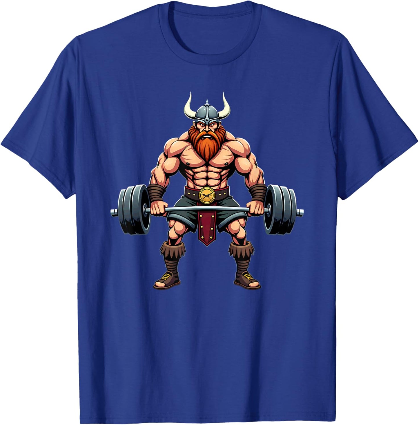 Fitness Viking Gymer Bodybuilder -Adults Workout Gym Viking Deadlift Weightlifting Black Short Sleeve Small T-Shirt - T-Shirt | Royal
