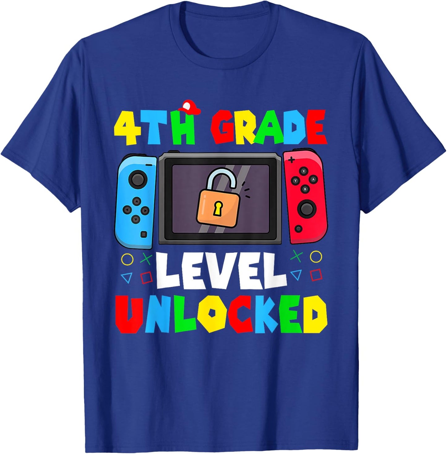4th Grade Level Unlocked Back to School First Day Gamer Boys T-Shirt - T-Shirt | Royal