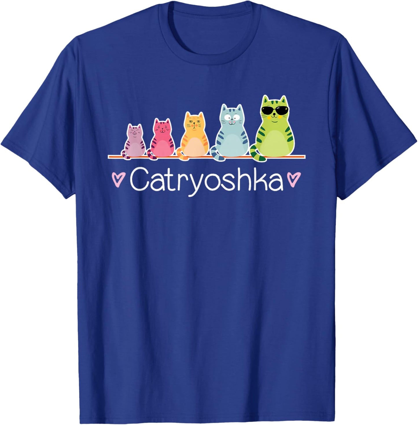 Babushka Dolls Kitties Cat Lover Catryoshka Cute Cats Matryoshka Russian Nesting Doll Blue Small T-Shirt - T-Shirt | Royal