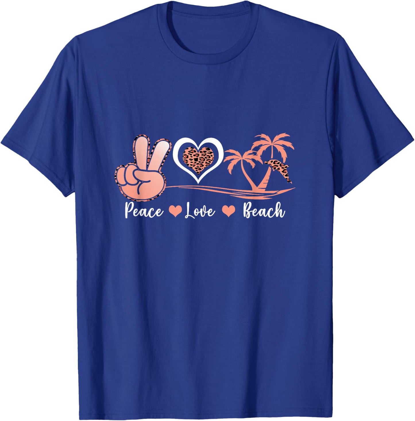 Leopard Peace Love Beach Cool Summer Vibes Beach Lovers T-Shirt - T-Shirt | Royal