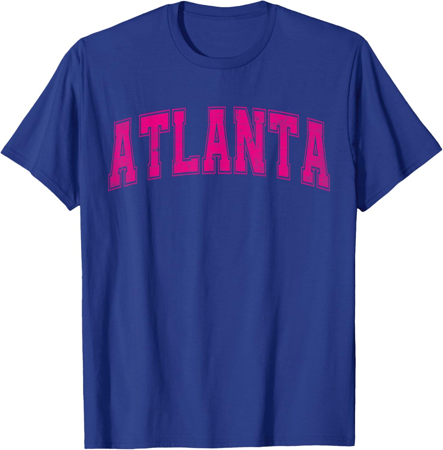 Atlanta GA Vintage Sports Pink Retro Varsity Text T-Shirt - T-Shirt | Royal