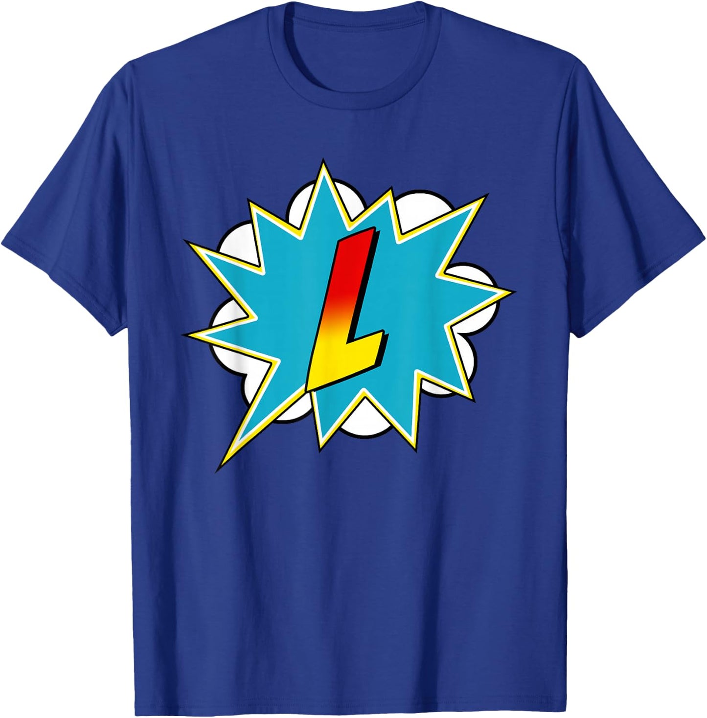 Letter L Superhero Name Comic Letter Retro Costume T-Shirt - T-Shirt | Royal