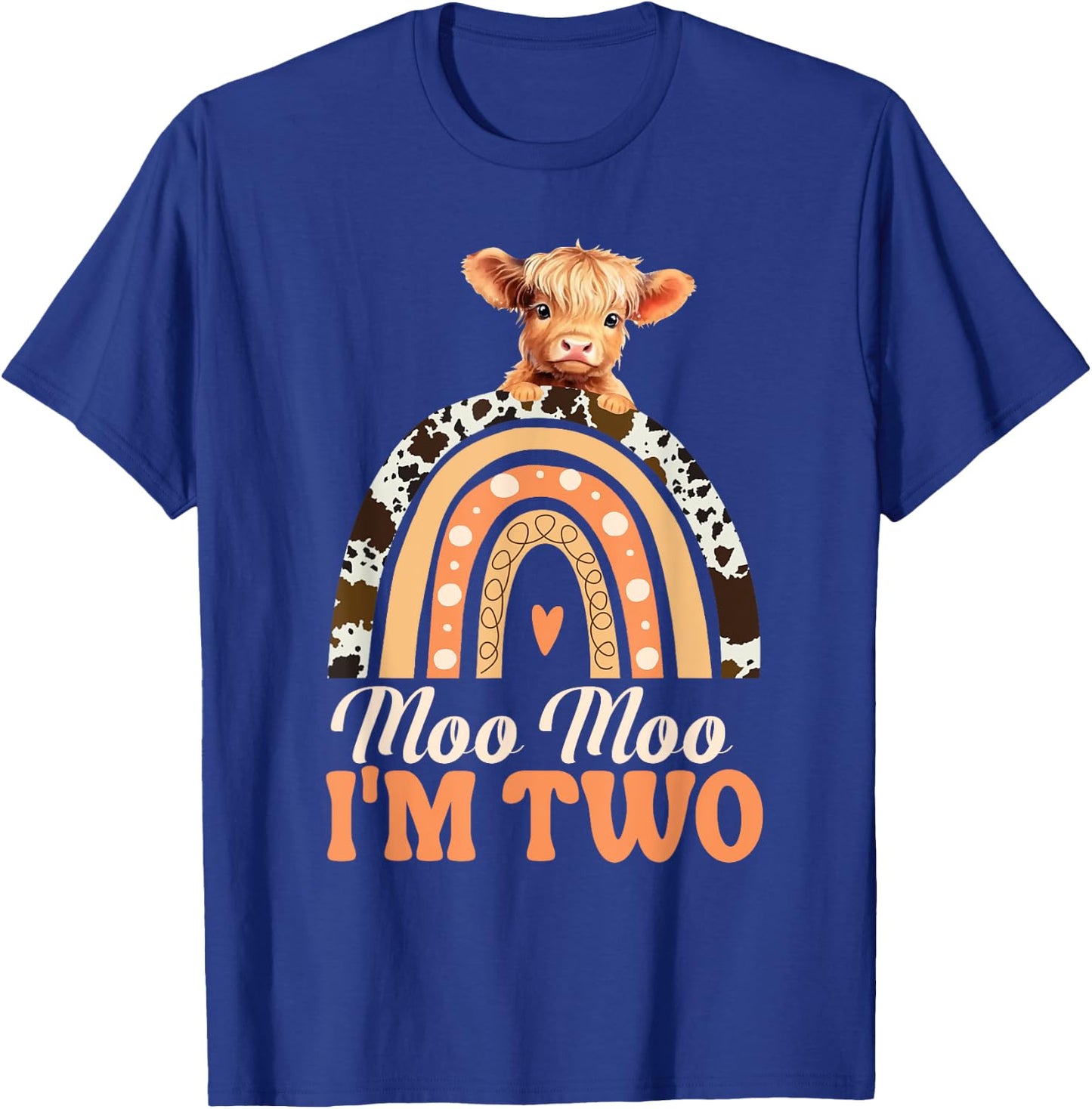 Moo Moo Im Two Birthday Decorations Highland Cow 2nd Bday T-Shirt - T-Shirt | Royal