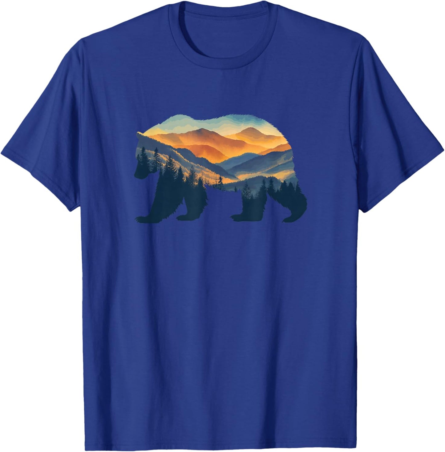 Nature Bear Forest Hiking Camping Outdoors Travel T-Shirt - T-Shirt | Royal