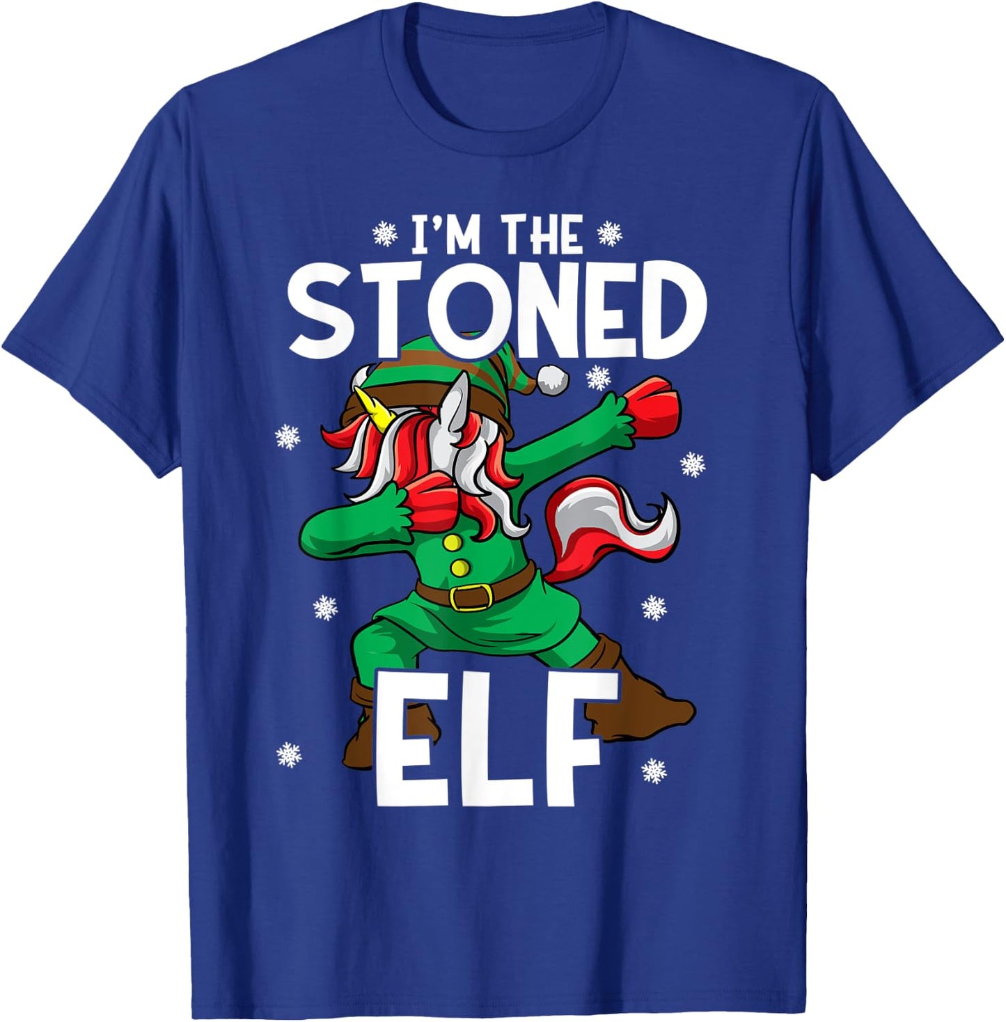 I'm The Stoned Elf Unicorn Cannabis Marijuana Weed Christmas T-Shirt - T-Shirt | Royal