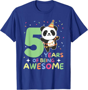 Panda 5th Birthday For Kids Five Year Old Panda T-Shirt - T-Shirt | Royal