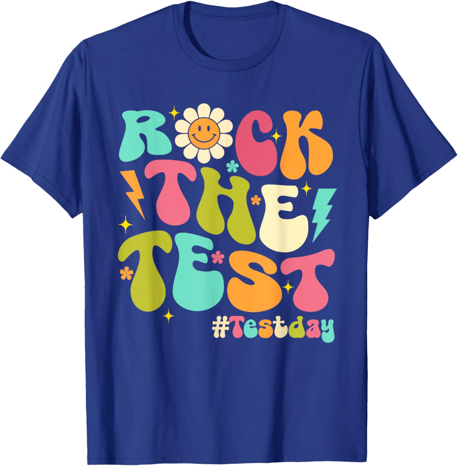 Groovy Rock The Test Motivational Testing Day Teachers T-Shirt - T-Shirt | Royal