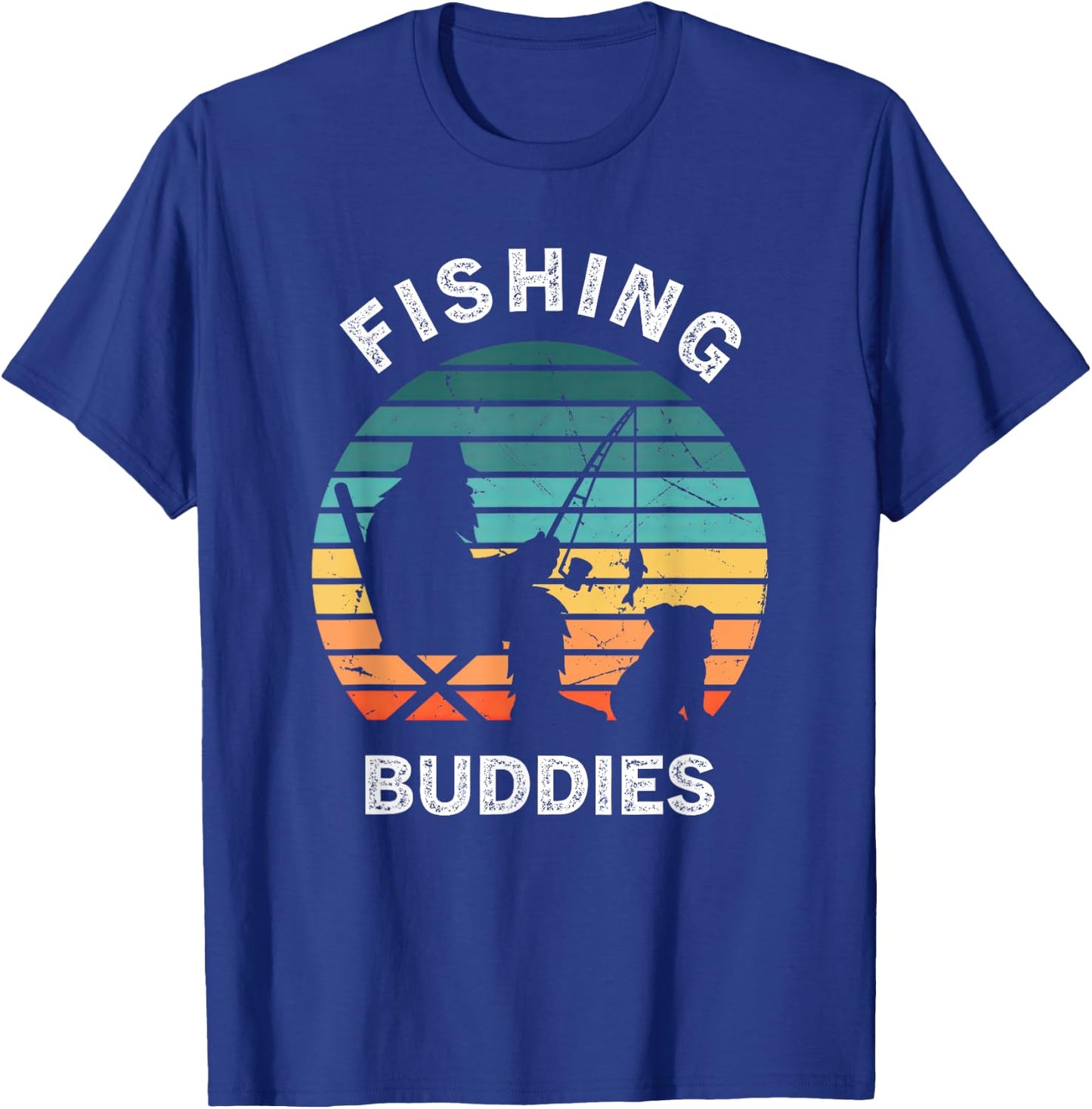 English Bulldog Bigfoot Sasquatch Fishing Retro Dog Women Kids T-Shirt - T-Shirt | Royal