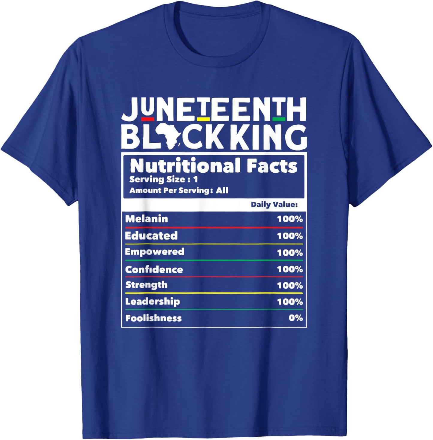 Juneteenth Black King Nutritional Facts Men's Juneteenth T-Shirt - T-Shirt | Royal