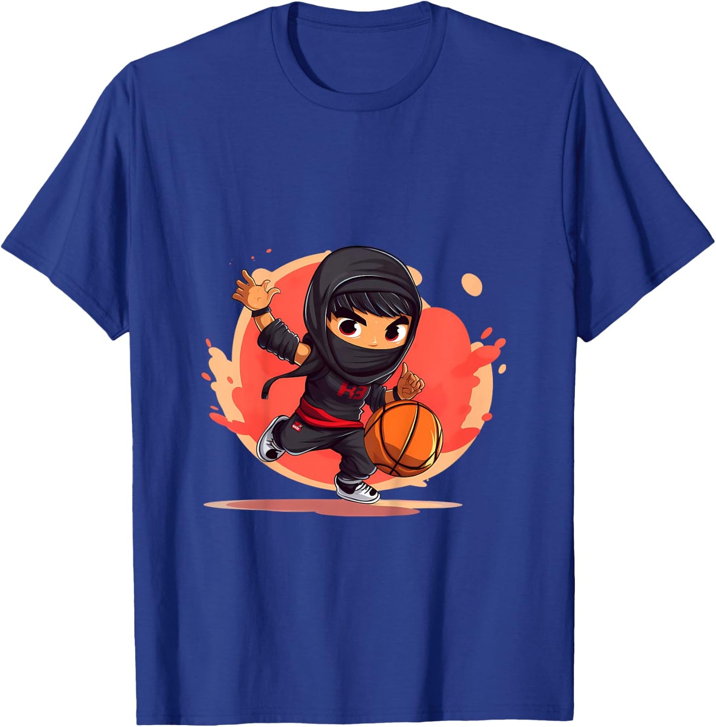 Kinder Ninja Junge Spielt Basketball T-Shirt - T-Shirt | Royal