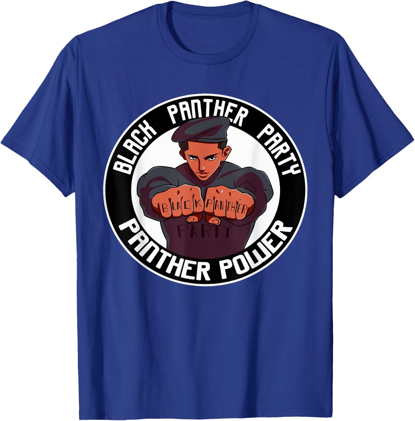 Black Power Panther Party Beret Afro1966 Logo T-Shirt - T-Shirt | Royal