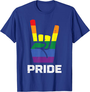 Rainbow Rock Hand Sign Pride Punk Gay Flag LGBTQ Men Women , black, s T-Shirt - T-Shirt | Royal