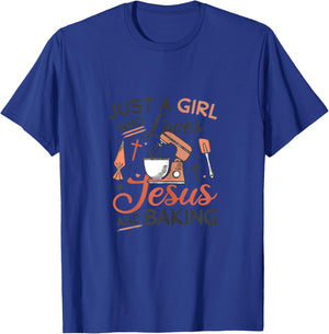 Just A Girl Who Loves Jesus And Baking Religious Back T-Shirt - T-Shirt | Royal