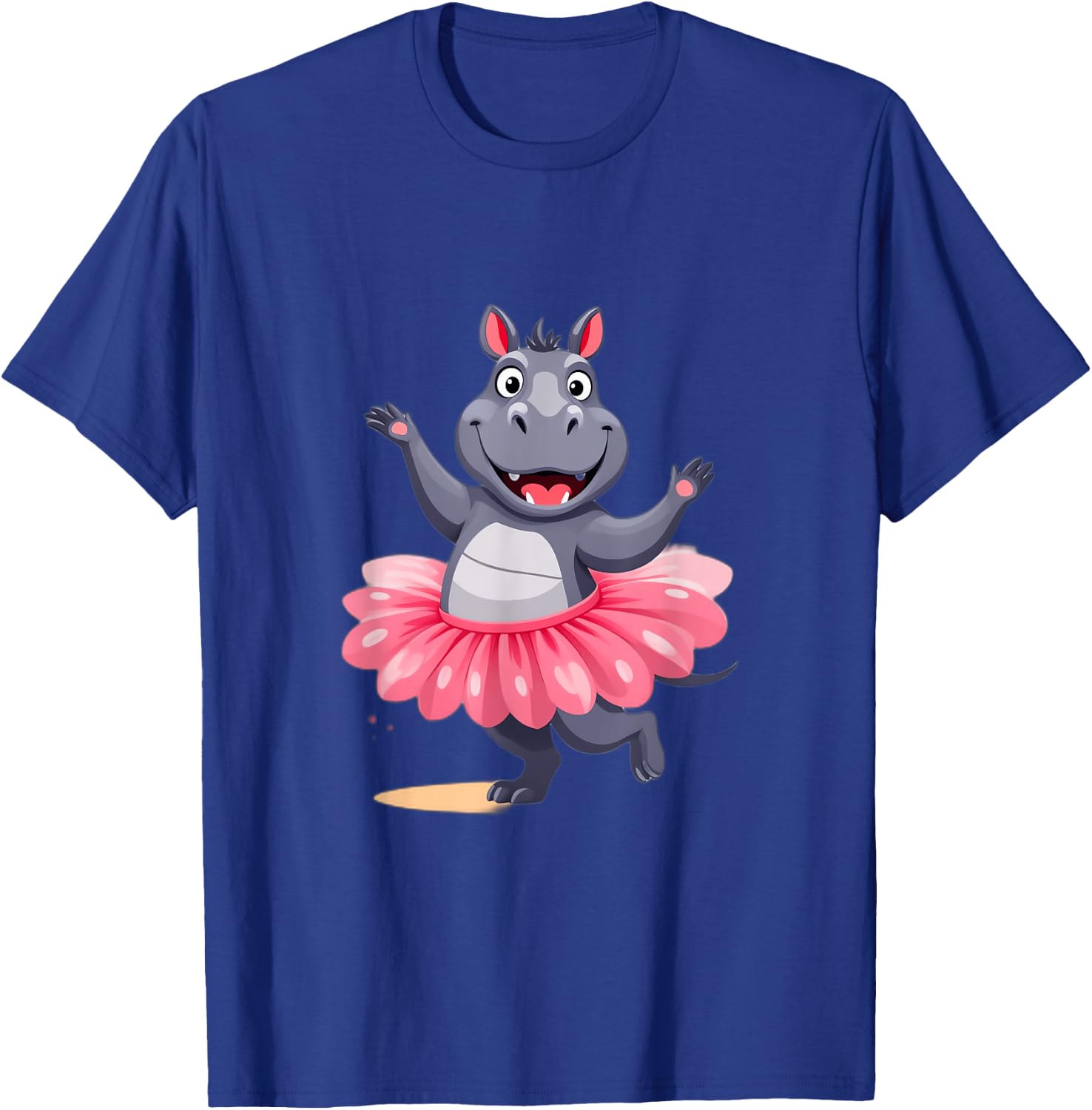 Oeiras Design Studio Cute Hippo in Tutu -Kids Black Cartoon Animal Short Sleeve Casual Small T-Shirt - T-Shirt | Royal