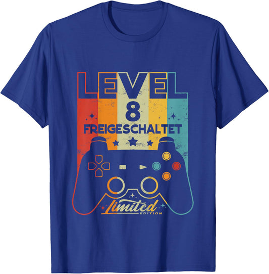 Children's 8 Years Boy Girl Gamer Born 2014 8th Birthday , black, 80 T-Shirt - T-Shirt | Royal