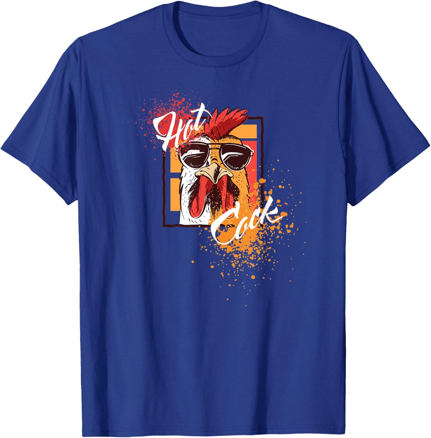 Hot Cock Rooster Sunglasses funny Gift Chicken Farmer T-Shirt - T-Shirt | Royal