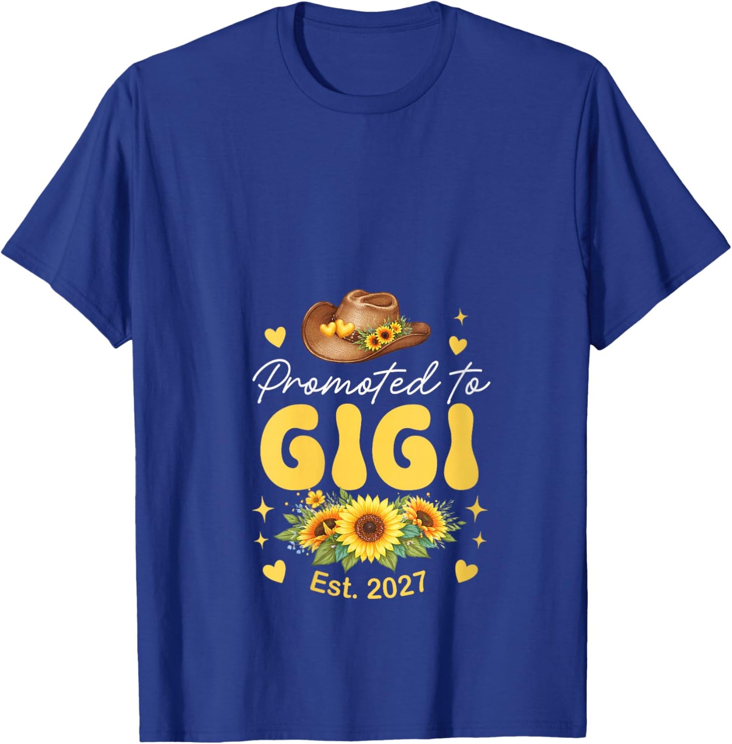 Women's Promoted to Gigi Est. 2027 Sunflowers Expecting New Baby V-Neck T-Shirt - T-Shirt | Royal