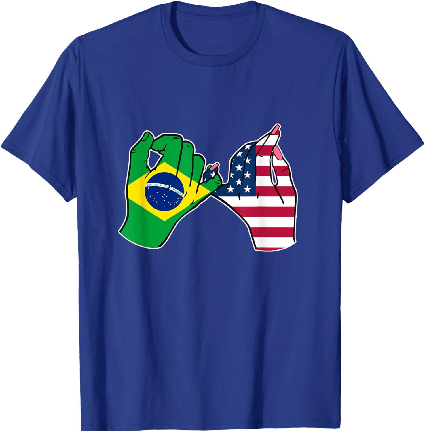 Bandeira do Brasil e dos Estados Unidos Mãos unidas T-Shirt - T-Shirt | Royal