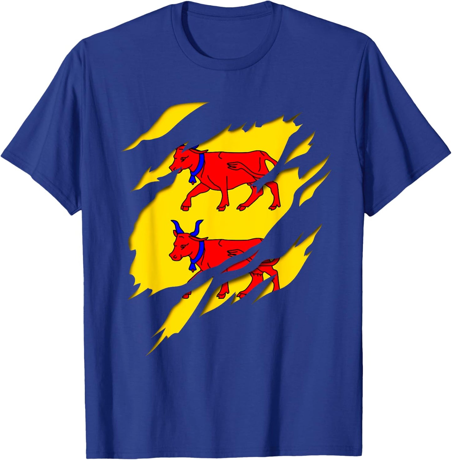 Béarn Flag Crest Ripped 3D Effect France T-Shirt - T-Shirt | Royal