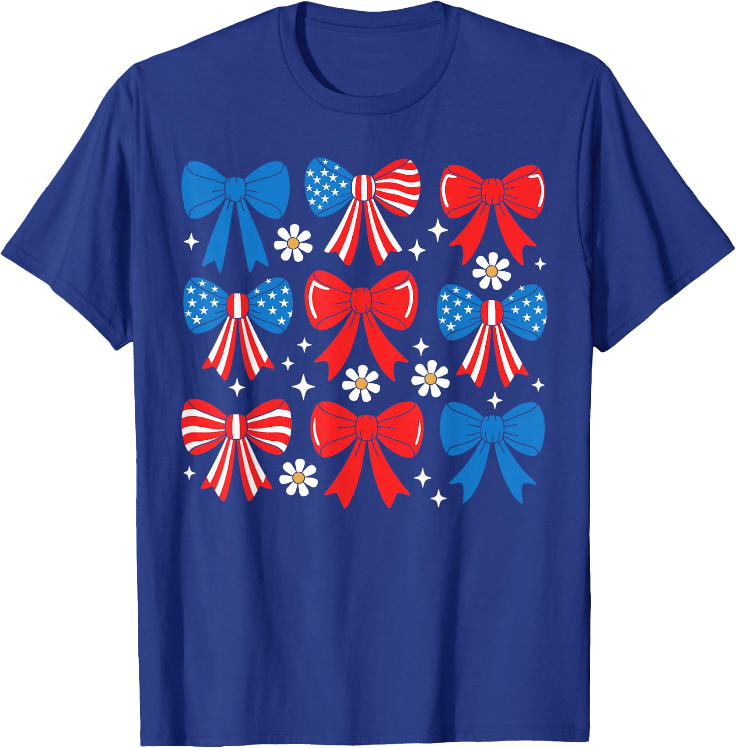 4th Of July Coquette Bow Women Girls USA Fourth Of July Bows T-Shirt - T-Shirt | Royal
