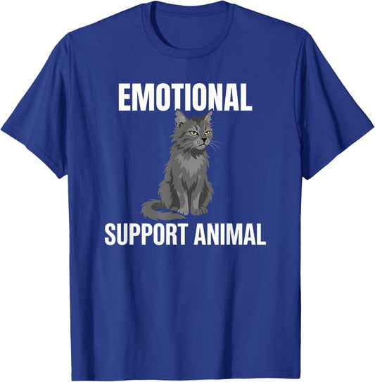 Emotional Support Feral Cat Sarcastic Humor T-Shirt - T-Shirt | Royal