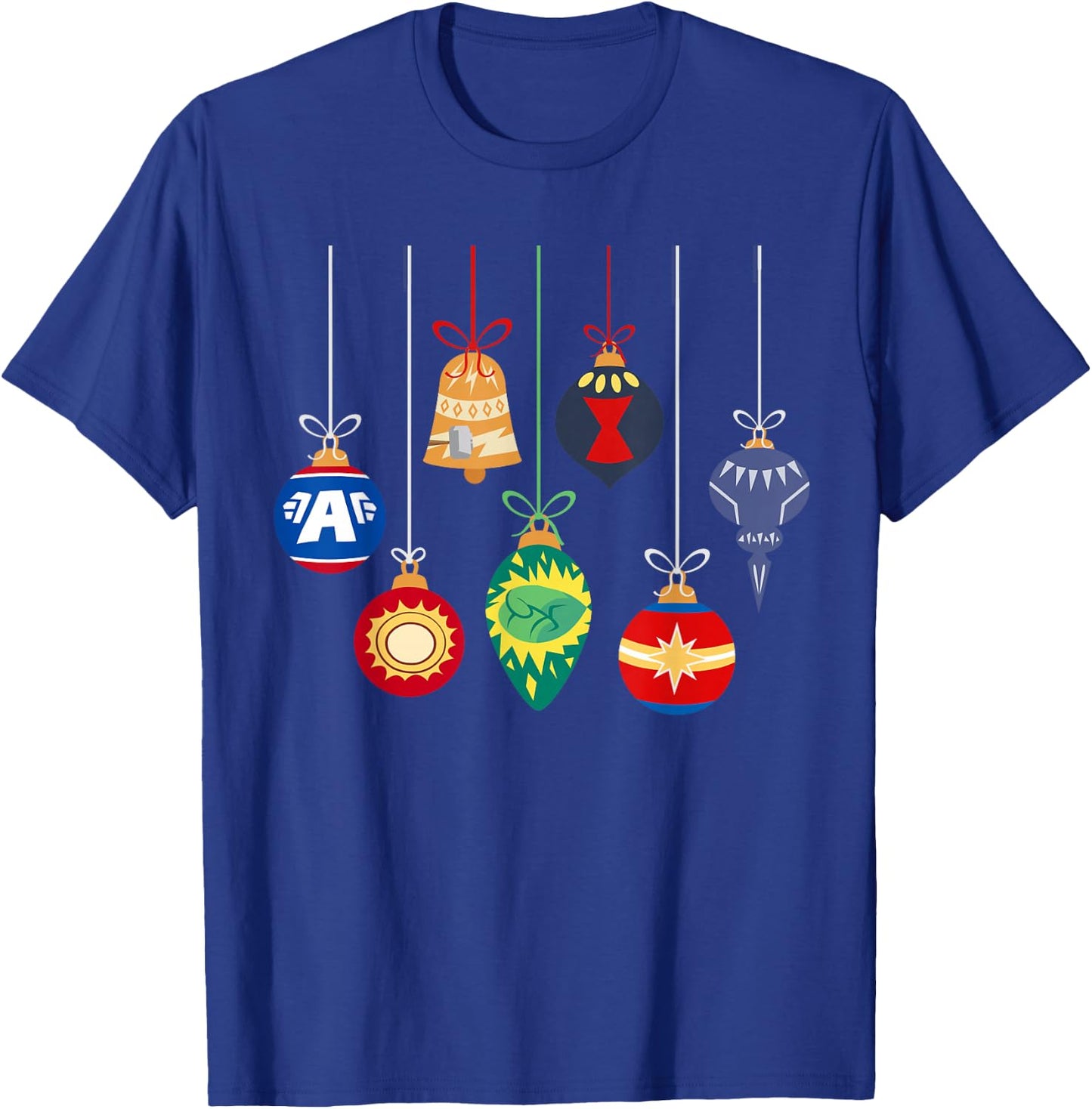 Marvel Holiday Christmas Avengers Team Festive Ornaments T-Shirt - T-Shirt | Royal