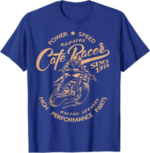 Vintage Cafe Racer Motorcycle Racing Bikers Gift T-Shirt - T-Shirt | Royal