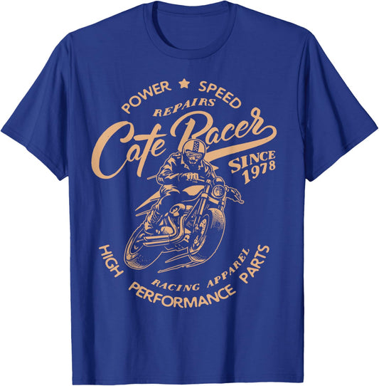 Vintage Cafe Racer Motorcycle Racing Bikers Gift T-Shirt - T-Shirt | Royal
